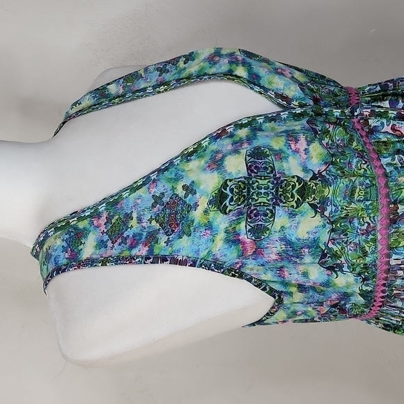 Rococo Sand Teal Boho Back To Greece Racerback Tank Mini Dress - Picture 6 of 14